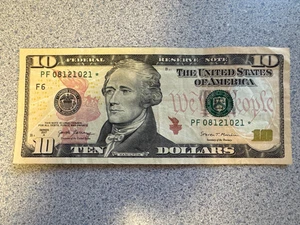 Rare $10 Dollar Bill Banknote Series 2017 A Star Note PF 08121021 ☆ - Picture 1 of 2