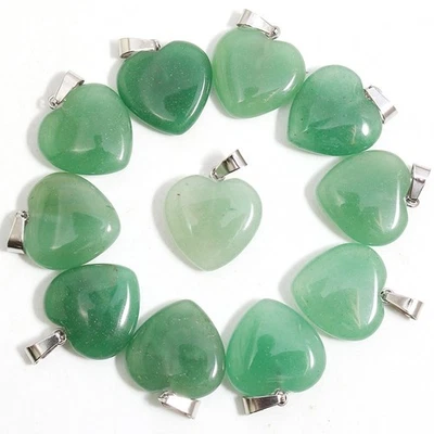 Elegant Natural Green Aventurine Heart Stone Pendant DIY Jewelry Making 30pcs - Image 1 of 4