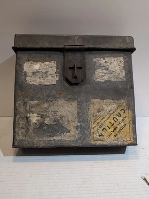 Estojo de transporte vintage de filme de metal/lata Victor Stand Supply Co. NY - Imagem 1 de 4