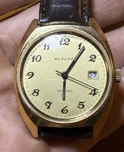 Men's mechanical watch AURORE gold plated condition SUP - Picture 1 of 7