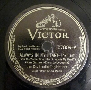 Jan Savitt and his Top Hatters Always in my Heart / Jersey Bounce 78Rpm Record  - Picture 1 of 1