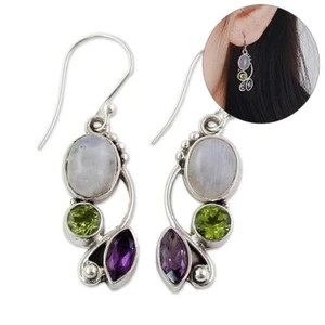 haken mondstein ohrringe peridot multi - edelstein amethyst - ohr - hengst - Bild 1 von 11