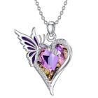Butterfly Crystal Heart Necklace Love Clavicle Chain Women Valentine s Day