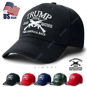 Trump 2024 "God Guns" - Take America Back Flag Baseball Cap Hat - Picture 1 of 18