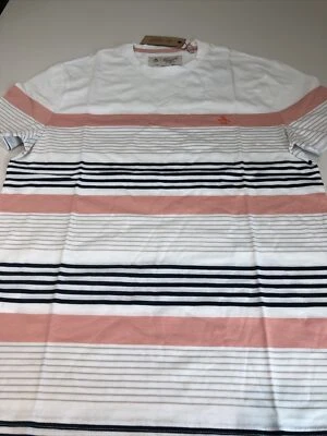 Camiseta Penguin By Munsingwear Blanca Con Rayas Rosas y Negras Talla S Foto 1 de 3
