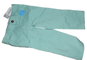 9R NWT 4T CARTER'S Mint Green CHINO Stretch Pull On Pants w/Adjustable Waist - Picture 1 of 4
