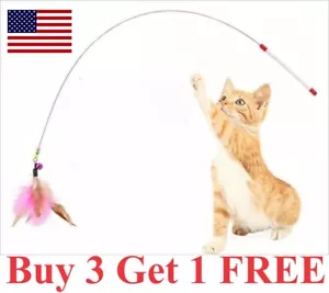 Cat Feather Toy, Interactive Pet Cat Kitten Chaser Teaser Wire Wand . - Picture 1 of 7