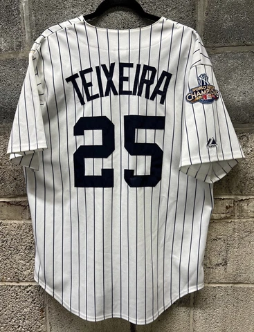 MAJESTIC Authentic NY YANKEES #25 MARK TEIXEIRA Jersey 2009 WORLD SERIES L Rare Cover