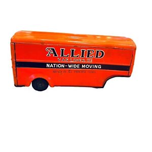 Allied Van Lines Nation-Wide Moving Trailor Line Mar Toys Tin Metal Orange Black