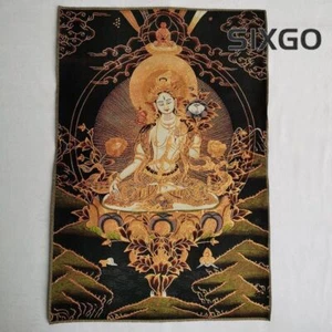 36" Tibetisches tibetisches Tuch Seide Buddhismus weiß Tara Guanyin Tangka Thangka Wandbild - Bild 1 von 6