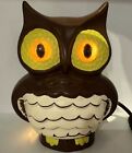 Vintage MCM Ceramic Owl Night Light Table Lamp Glowing Eyes Retro Works 6.5”H