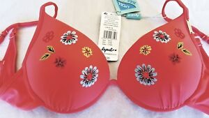 Lepel coral floral underwired adjustable strappy Bikini Top Size 12 New Tags