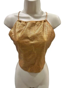 tufi duek Woman leather orange backless strappy corset top SZ L**READ/FLAWED** - Picture 1 of 11