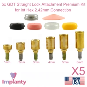 5x Accesorio Dental de Bloqueo Recto Kit Premium Titanio Int Hex Sistema 2.42mm - Imagen 1 de 21