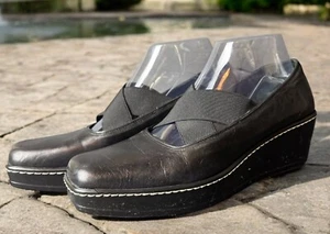 Donald J Pliner wedge Pump heels black leather criss cross size 8M - Picture 1 of 13
