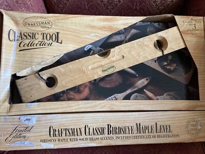 New Vintage Craftsman Birdseye Maple Level Solid Brass Accents USA Handcrafted  - Image 1 of 4