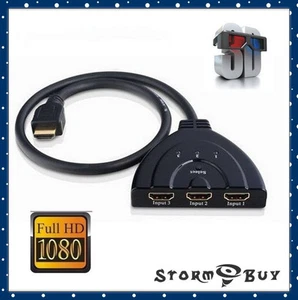 3Port HDMI Splitter Switcher 3x1 Auto Switch 3-In 1-Out With 50 CM Pigtail Cable - Picture 1 of 2