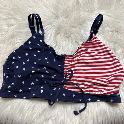 Cacique Lane Bryant 22/24 Bralette Bra Plus 2X ?Wireless Red White Blue Star Adj - Image 1 of 4