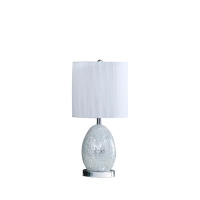 20" White Luster Mirrored Glass Table Lamp With Night Light - Image 1 of 4