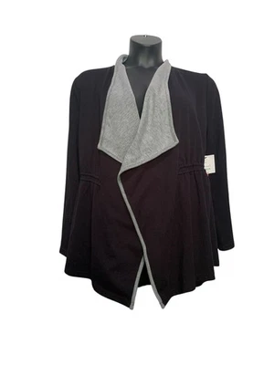 Chaqueta Cárdigan Liz Claiborne Polar Cuello Mantón Anorak Negro Gris Talla XL Nueva Foto 1 de 4