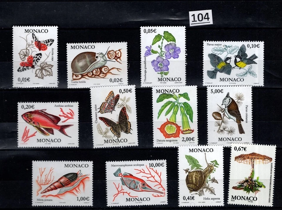 NR MONACO 2009 - MNH - MARIPOSAS, CARACOLES, CONCHAS, PÁJAROS, PECES Foto 1 de 1
