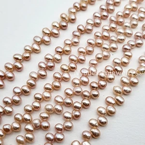 Top-Drilled Freshwater Pearl Beads 6x7mm Mauve Oval Potato Nugget 15" - Picture 1 of 6