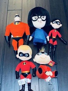 Disney Store Authentic The Incredibles Plush Lot Bob Edna Violent Jack Dash Doll - Picture 1 of 8