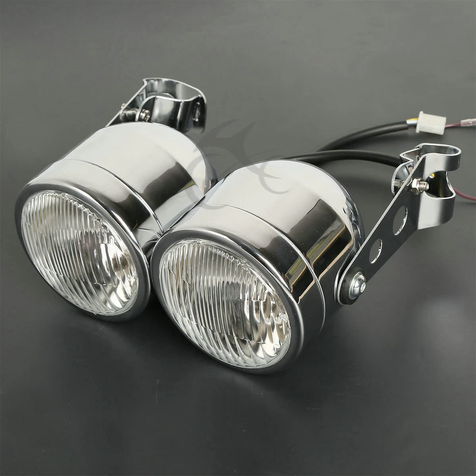 Soporte de faro delantero doble cromado apto para moto deportiva Street Fighter Foto 1 de 4