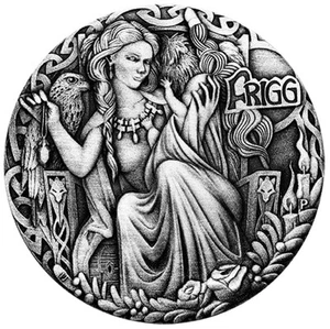 2017 Norse Goddesses Frigg 2oz Silver Antiqued High Relief Coin Antiqued - Picture 1 of 6