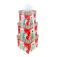 Polar Bear Christmas Animal Design Homemade Fabric Gift Bag with Attached Ribbon