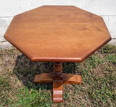 Conant Ball Mid Century Pedestal Hexagonal Side End Table - Image 1 of 4