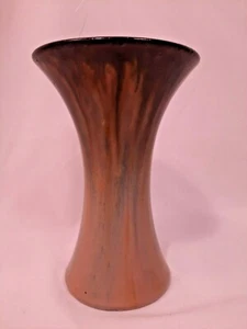 Antique Fulper Arts & Crafts Pottery Elephants Breath Trumpet Vase 26 Brown/Blue - Picture 1 of 10