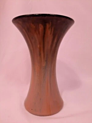 Antique Fulper Arts & Crafts Pottery Elephants Breath Trumpet Vase 26 Brown/Blue - Image 1 of 4