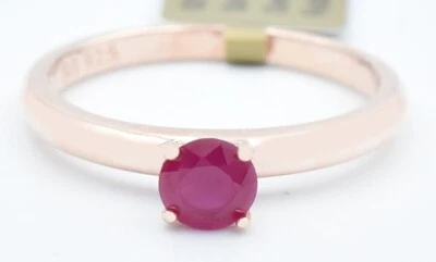 GENUINE 0.87 Cts RUBY RING .925 Silver (ROSE GOLD FINISH) - NEW WITH TAG - Image 1 of 3