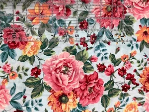 Peony pink and orange 100% high quality cotton quilt fabric 1/4 yd 9?x44? - Picture 1 of 1