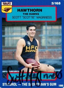 Signed 1990 Hawthorn Hawks AFL Stimorol Card - Scott Maginness - Picture 1 of 3