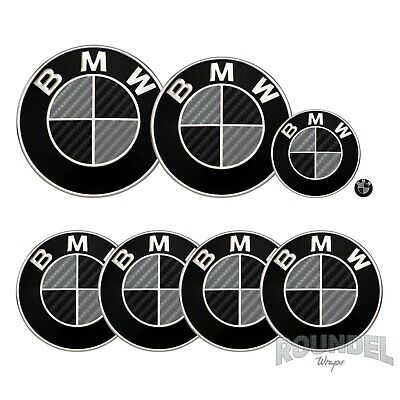 For BMW Badge Gloss Carbon Fiber Black & Dark Grey All Model Decal Sticker Fibre • 11.03€