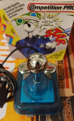 Competition Pro Joystick (Commodore Amiga, XL, ST, 64) works in OVP 8-bit lila - Bild 1 von 4