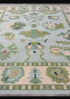 Colorful Modern Oushak Hand Knotted Rug 4x6, 5x8, 9x12, 10x14 ft Handmade Rugs - Image 1 of 4