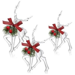 3 Pcs Christmas Reindeer Figurine Acrylic Reindeer Desk Decorations Deer - Picture 1 of 7