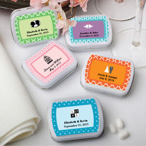 40-200 Personalized White Rectangle Mint Tins - Wedding Shower Party Favor