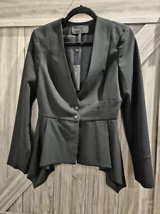 BCBGMaxazria Black Peplum Assymetrical Blazer NwT SMALL - Picture 1 of 5