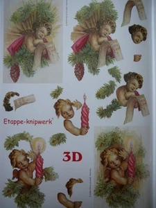 3D A4 Christmas Paper Tole Angelic Cherubs FREE GIFT - Picture 1 of 1