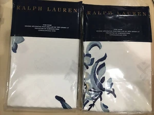 RALPH LAUREN BLANC BLEU FALLON FLORAL BLUE/WHITE 2pc KING SHAMS SET Nip $290 - Picture 1 of 7