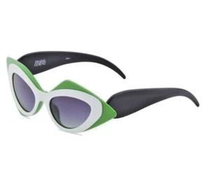 LINDA FARROW Prabal Gurung Cat Eye Pop Art White Green Geometric PG17 Sunglasses - Picture 1 of 12