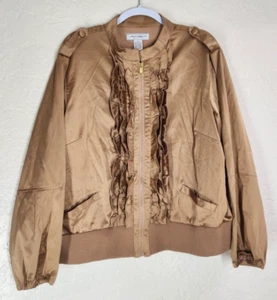 Vintage JAMIE NICOLE Zip Front Ruffled Jacket with Elastic Hem Size 2X - Picture 1 of 3
