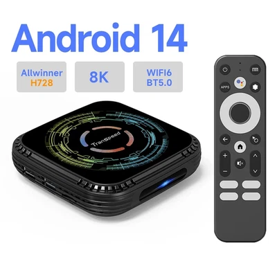 Transpeed H728 Android 14 TV Box 8K WiFi 6 Octa Core 4GB 32GB Lettore multimediale - Immagine 1 di 4