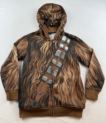 Star Wars Chewbacca Hoodie Boys Youth S Full Zip Mask Brown Jacket - Image 1 of 4
