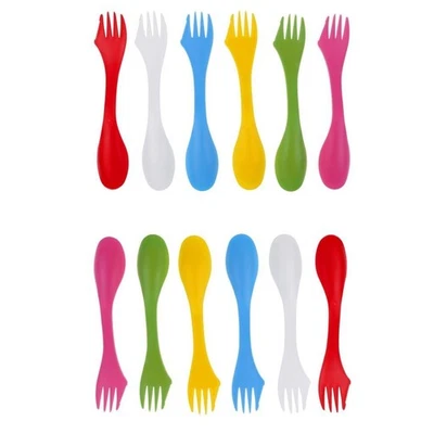 Pack of 12 Pcs Portable 3 in 1 Camping Utensils Spork Combo - Image 1 of 4