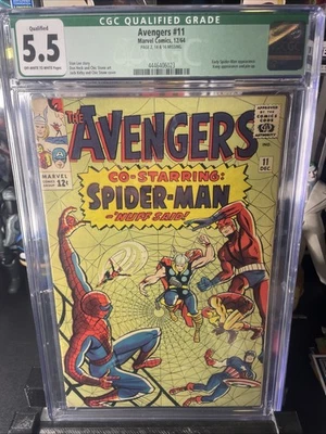 Avengers #11 (1964) - CGC 5.5 - Qualified - Early Spider-Man Appearance - Image 1 of 3